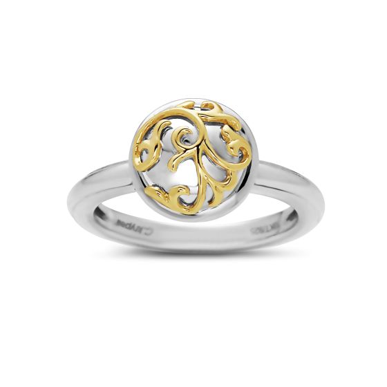 Petite sterling silver and 18 karat yellow gold Ivy Lace ring