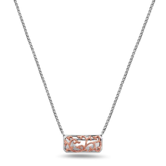 Sterling silver and 18 karat rose gold Ivy Lace bar necklace