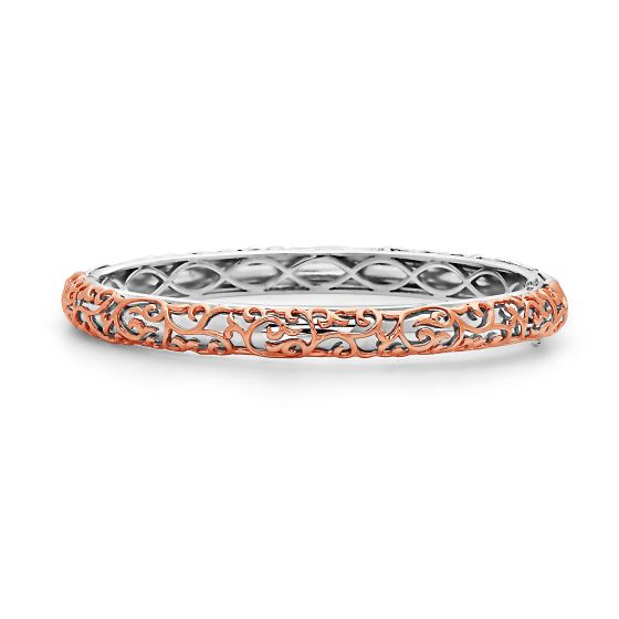 Sterling silver and 18 karat rose gold Ivy Lace bangle bracelet