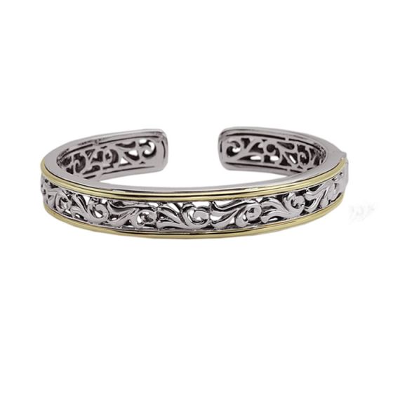 Sterling Silver and 18 Karat Yellow Gold Ivy Cuff Bracelet