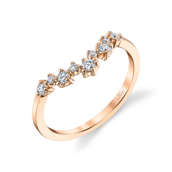 18 karat rose gold chevron diamond wedding band