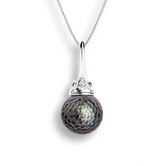 "Momento" Tahitian Carved Pearl and Diamond Pendant