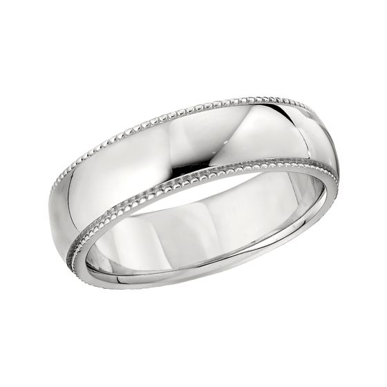 18 karat white gold traditional wedding band