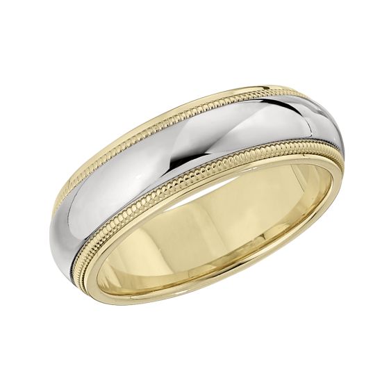 18 Karat Two-Tone Men's Wedding Band
