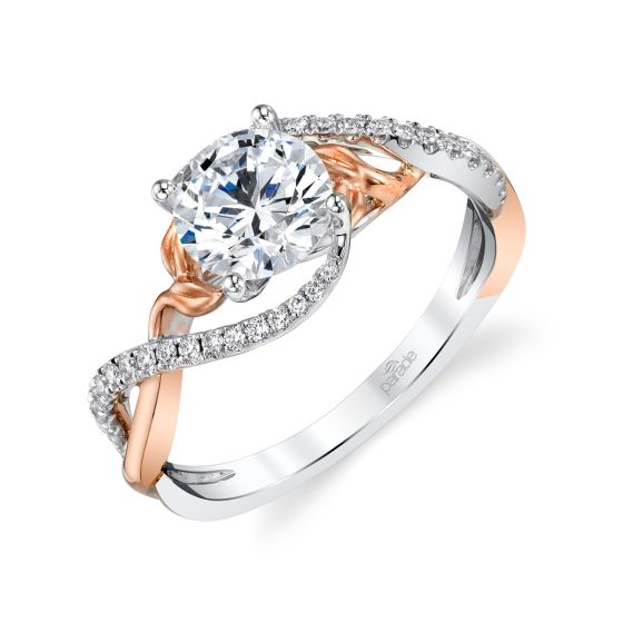 Rose and white gold petal engagement ring