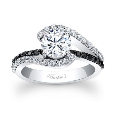 Shared Prong Black Diamond Engagement Ring
